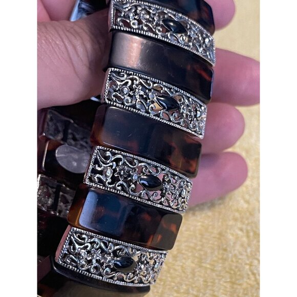 Sophie womens stretch quartz watch tortoise brown silver tone needs battery * - Picture 3 of 6